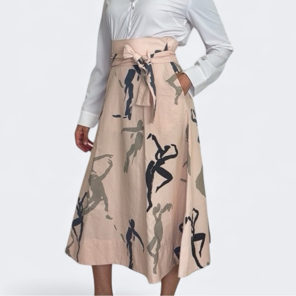 KowTow Classic A-Line Skirt Blush Pink Dancer Print Size S - Picture 1 of 9